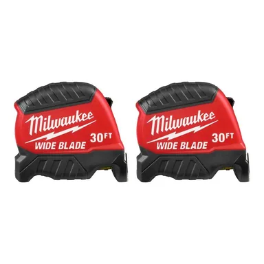 Milwaukee 48-22-1230X2, unpowered: (2) 30FT Wide Blade Tape Measures