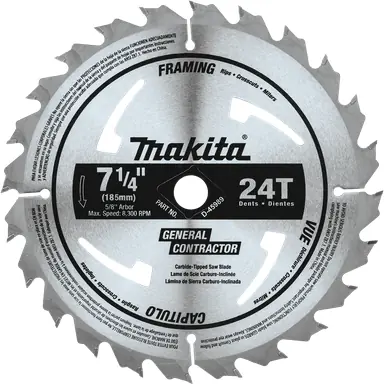 Makita D-45989, accessory: Makita D-45989 7-1/4" 24T Carbide-Tipped Circular Saw Blade, Framing/General Purpose