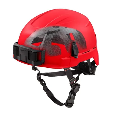 Milwaukee 48-73-1359, accessory: BOLT Red Type 2 Class E Non-Vented Safety Helmet with IMPACT-ARMOR Liner (photograph from the Home Depot listing)
