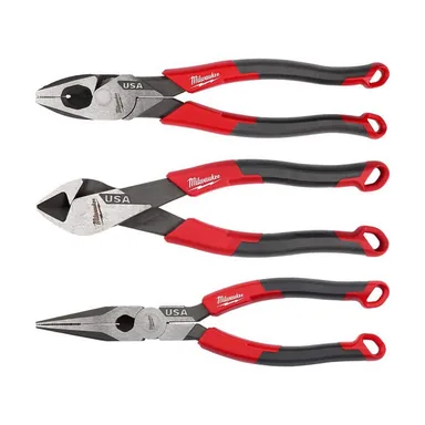 Milwaukee MT550-MT557-MT555, bundle: Linesman Plier w/Comfort Grip, 8 in. Long Nose Plier w/Comfort Grip, and 7 in. Diagonal Plier w/Comfort Grip