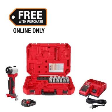 Milwaukee 2935CU-21S, unclassified: M18 18V Lithium-Ion Cordless Cable Stripper Kit for Cu THHN/XHHW Wire Cutting with (17) Bushings (photograph from the Home Depot listing)
