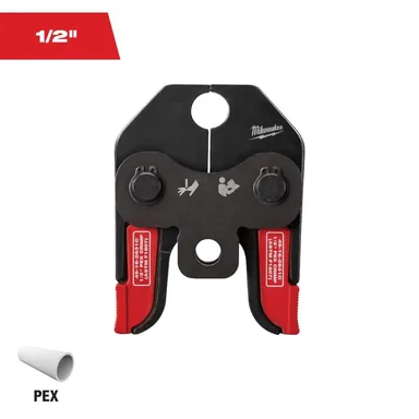 Milwaukee 49-16-2631C, accessory: 1/2 in. PEX Crimp Press Tool Jaw for M18 Short Throw Press Tool (photograph from the Home Depot listing)