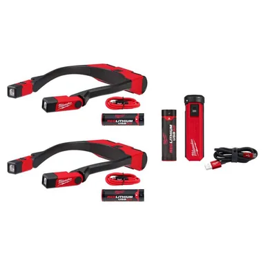 Milwaukee 2117-21-2117-21-48-59-2013, bundle: 400 Lumens LED REDLITHIUM Rechargeable Neck Light (2-Pack) with REDLITHIUM USB Charger and Portable Power Source Kit