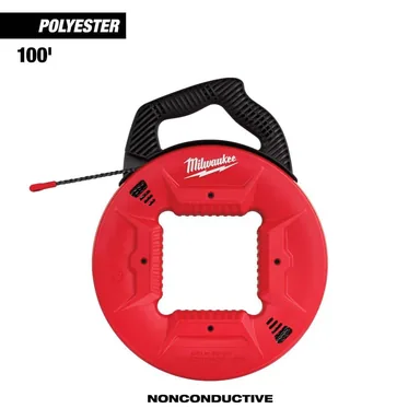 Milwaukee 48-22-4165, unpowered: 100 ft. Polyester Fish Tape with Non-Conductive Tip