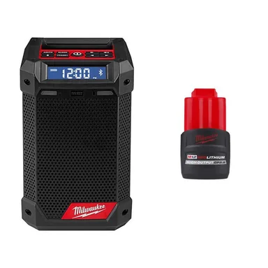 Milwaukee 2951-20-48-11-2425, bundle: M12 12V Lithium-Ion Cordless Bluetooth/AM/FM Jobsite Radio with M12 12V Lithium-Ion CP High Output 2.5Ah Battery Pack