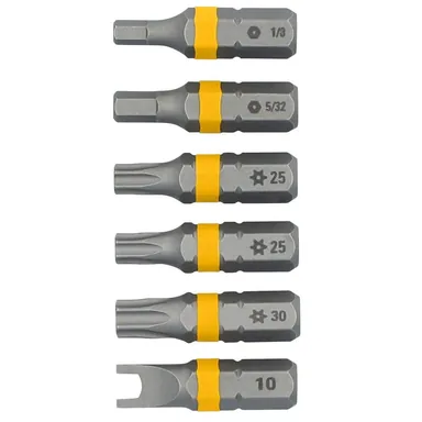 DeWalt DWAF1SEC-6H, accessory: MAXFIT ULTRA 1 in. Assorted Security Steel Screwdriving Bit Set (6-Pack)