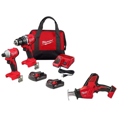 Milwaukee 3692-22CT-2625-20, bundle: M18 18-Volt Lithium Ion Brushless Cordless Compact Drill/Impact Combo Kit with M18 Hackzall Reciprocating Saw