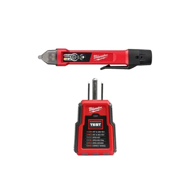 Milwaukee 3203-20-2223-20, bundle: Dual Range Non Contact Voltage Detector with LED 12-1000V AC and GFCI Receptacle Tester