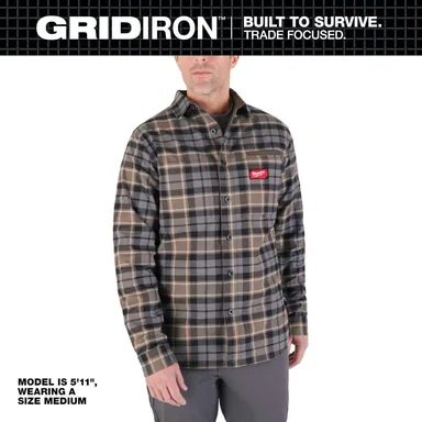 Milwaukee M551G-L, unpowered: Men's Large Gray GRIDIRON Flannel Shirt