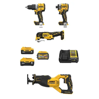 DeWalt DCK316ST2M1W82B, bundle: 20V MAX Lithium-Ion Cordless Combo Kit (3-Tool) and Recip Saw w/ FLEXVOLT 6Ah Battery, 20V 6Ah & 4Ah Batteries & Charger