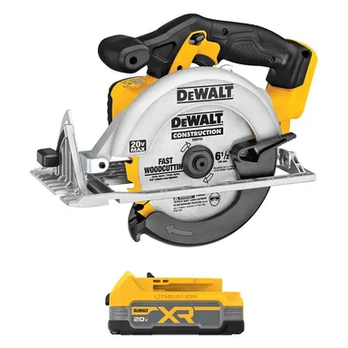 DeWalt DCS391BWDCBP034, bundle: 20-Volt MAX Cordless 6.5 in. Sidewinder Style Circular Saw with 20-Volt MAX XR Compact 1.7Ah Battery