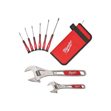 Milwaukee 48-22-2606-48-22-7400, bundle: 6PC Precision Screwdriver Set w/ Case and 2 Pc. 6" & 10" Adjustable Wrench Set