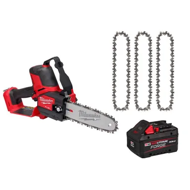 Milwaukee 3004-20-48-11-1881-49-16-2817, bundle: M18 FUEL 18V Lith-Ion Brushless Battery 8 in. HATCHET Mini Pruning Chainsaw (Tool-Only) w/ 8.0 Ah Battery, 8 in. Chain