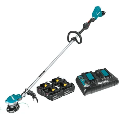 Makita XRU15PT1, kit: Makita XRU15PT1 18V X2 (36V) LXT Brushless Cordless String Trimmer 5.0Ah Kit with 4 Batteries