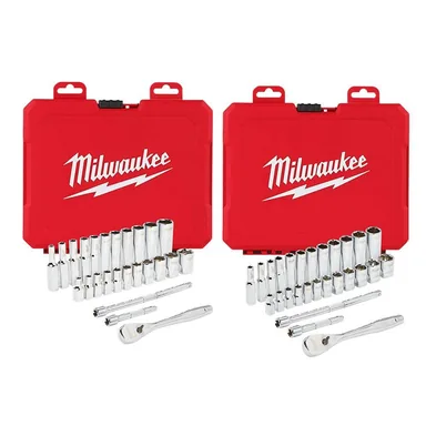 Milwaukee 48-22-9404-48-22-9504, bundle: 1/4 in. Drive SAE/Metric Ratchet and Socket Mechanics Tool Set (54-Piece)