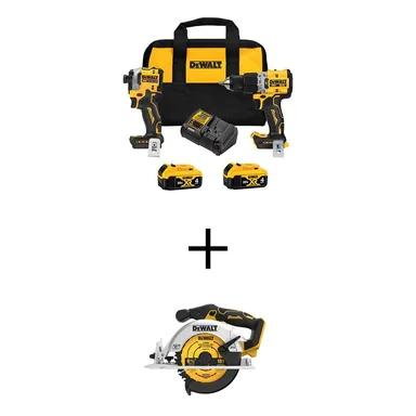 DeWalt DCK2050M2WCS565, bundle: 20V MAX XR Hammer Drill and ATOMIC Impact Driver Cordless Combo Kit (2-Tool) and 6-1/2 in. Circ Saw w/(2) 4Ah Batteries