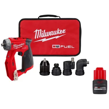 Milwaukee 2505-20-48-11-2425, bundle: M12 FUEL 12V Li-Ion Brushless Cordless 4-in-1 Installation 3/8 in. Drill Driver with High Output 2.5 Ah Battery Pack