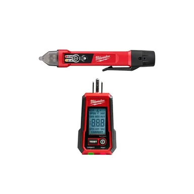 Milwaukee 3203-20-2224-20, bundle: Dual Range Non Contact Voltage Detector with LED 12-1000V AC and Digital GFCI Receptacle Tester