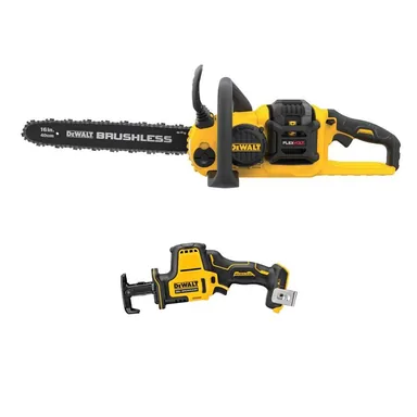 DeWalt DCCS670T1WS369B, bundle: FLEXVOLT 60V MAX 16 in. Brushless Cordless Chainsaw Kit with (1) 2.0 Ah Battery and Charger w/20V Reciprocating Saw