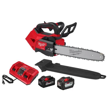 Milwaukee 2826-22T, kit: M18 FUEL 14 in. 18V Lithium-Ion Brushless Battery Top Handle Chainsaw Kit with 8.0 Ah, 12 Ah Battery & Rapid Charger
