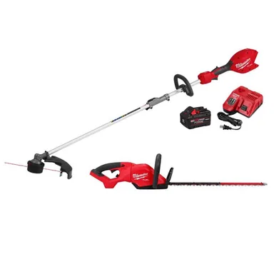 Milwaukee 3033-20-3016-21ST, bundle: M18 FUEL 18V 24 in. Brushless Cordless Battery Powered Hedge Trimmer w/ String Trimmer, 8.0 Ah FORGE Battery, Charger