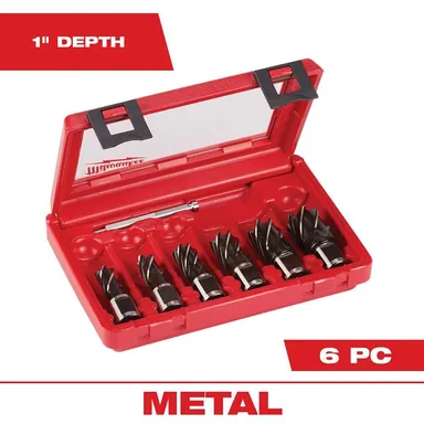 Milwaukee 49-22-8400, accessory: High Speed Steel Annular Cutter Kit With 3/4 in. Weldon Shank (6-Piece)