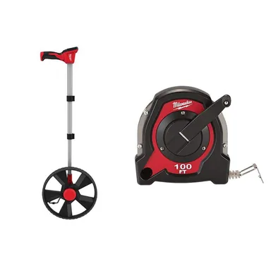 Milwaukee 48-22-5112-48-22-5101, bundle: 12 in. Digital Measuring Wheel with 100 ft. Closed Reel Long Tape Measure