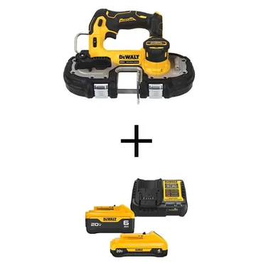 DeWalt DCS377BWCB2460C, bundle: ATOMIC 20V MAX Cordless Brushless Compact 1-3/4in. Bandsaw with 20V MAX XR Premium Lithium-Ion 6.0Ah and 4.0Ah Batteries