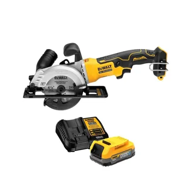 DeWalt DCS571BWP034C, bundle: ATOMIC 20V MAX Cordless Brushless 4-1/2 in. Circular Saw and 20V MAX POWERSTACK Compact Battery Starter Kit