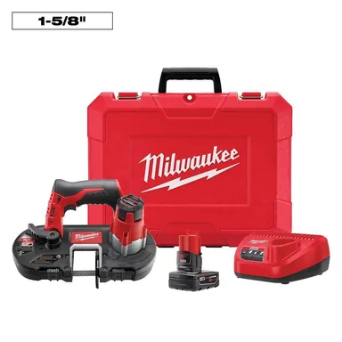 Milwaukee 2429-21XC, kit: M12 12V Lithium-Ion Cordless Sub-Compact Band Saw XC Kit with One 3.0h Battery, Charger and Hard Case