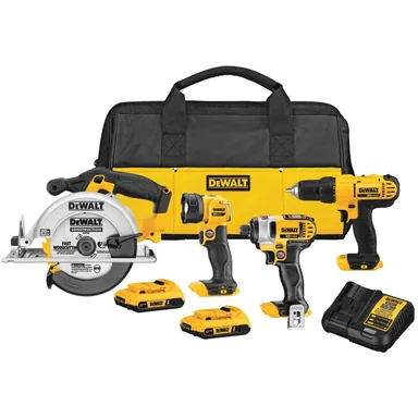 DeWalt DCK466D2, bundle: 20V MAX Cordless 4 Tool Combo Kit with (2) 20V 2.0Ah Batteries and Charger