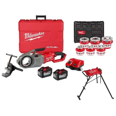 Milwaukee 2874-22HD-48-36-1060-48-22-8690, bundle: M18 Fuel One-Key Cordless Brushless Pipe Threader Kit with NPT Forged Aluminum Die Head PACKOUT Kit & Tripod Chain Vise