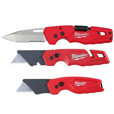 Milwaukee 48-22-1540-48-22-1503, bundle: FASTBACK 3 in. 5-in-1 Folding Knife and FASTBACK Folding Utility Knife Set (3-Piece)