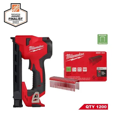 Milwaukee 2448-20-MNM1-600X2, unclassified: M12 12 Volt Lithium Ion Cordless Cable Stapler w/1 in. Insulated Cable Staples 600 Per Box (2-Pack)
