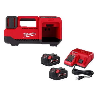 Milwaukee 2848-20-48-59-1852B, bundle: M18 18-Volt Lithium-Ion Cordless Inflator with (2) 5.0Ah Batteries and Charger