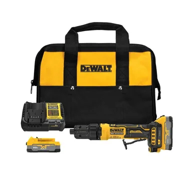 DeWalt DCG420E2, kit: ATOMIC 20V MAX Lithium-Ion Cordless Die Grinder Kit with (2) XR 1.7 Ah Batteries, Charger and Kitbag (photograph from the Home Depot listing)