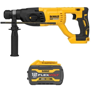 DeWalt DCH133BWDCB6112, bundle: 20V MAX Lithium-Ion Cordless Brushless 1 in. SDS Plus D-Handle Concrete & Masonry Rotary Hammer w/FLEXVOLT 12Ah Battery