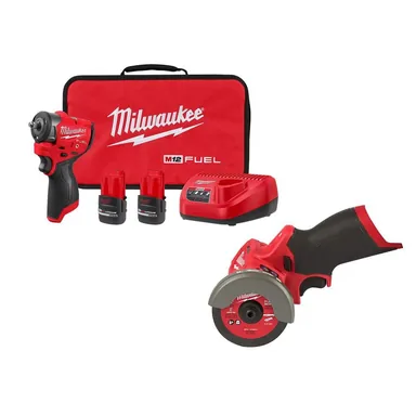 Milwaukee 3049-22-2522-20, bundle: M12 FUEL 12V Lithium-Ion Brushless Cordless 3/8 in. Subcompact Impact Wrench w/ Friction Ring Kit & M12 Cut Off Saw