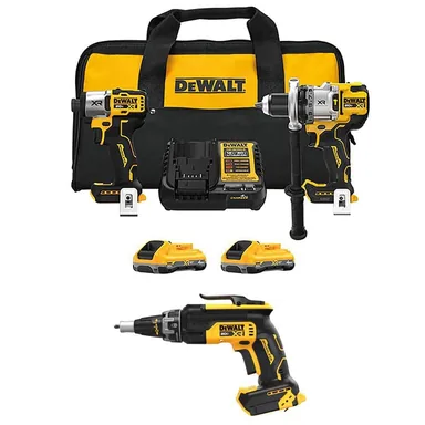 DeWalt DCK2101QQ2W630B, bundle: 20-Volt MAX Lithium-Ion Cordless 2-Tool Combo Kit and Brushless Screw Gun with (2) 4.0 Ah Batteries, Charger and Kit Bag