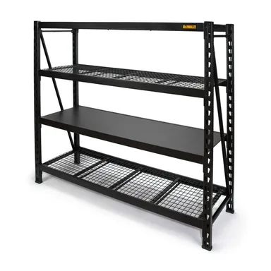 DeWalt DXST10000BLK, accessory: Black 4-Tier Steel Garage Storage Shelving Unit (77 in. W x 72 in. H x 24 in. D)