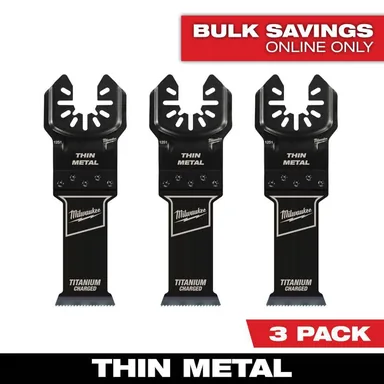 Milwaukee 49-25-1253, accessory: 1-1/8 in. Titanium Bi-Metal Universal Fit Wood and Metal Cutting Multi-Tool Oscillating Blade (3-Pack)