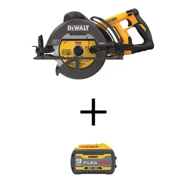 DeWalt DCS577BWDCB609, bundle: FLEXVOLT 60V MAX Lithium-Ion Cordless Brushless 7-1/4 in. Wormdrive Style Circular Saw with FLEXVOLT 9.0Ah Battery Pack