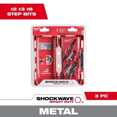 Milwaukee 48-89-9256, accessory: SHOCKWAVE Impact Duty Titanium Step Bit Kit (3-Piece)