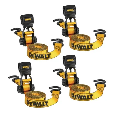 DeWalt DXBC15004, unpowered: 1.0 in. x 12 ft. Ratchet Tie-Down Straps 1500 lbs. Break Strength (4-Pack)