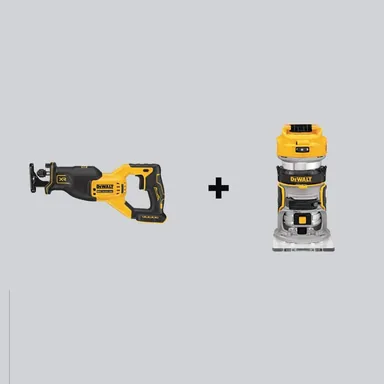 DeWalt DCS382BWDCW600B, bundle: 20V MAX XR Cordless Brushless Reciprocating Saw and 20V MAX XR Cordless Brushless Compact Router (Tools-Only)