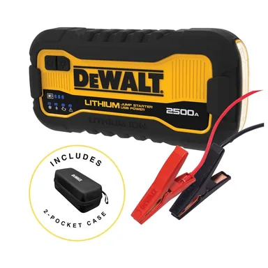 DeWalt DXAELJ25C, standalone tool: 2500 Peak Amp Lithium Jump Starter with USB Power Bank and Carrying Case