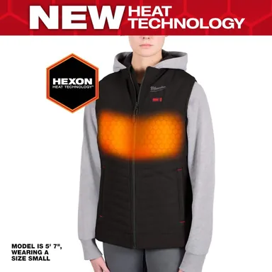Milwaukee F300B-212X, kit: Women's 2X-Large M12 12V Lithium-Ion Cordless AXIS Black Heated Vest Kit with (1) 2.0 Ah Battery and Charger (photograph from the Home Depot listing)