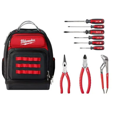 Milwaukee MT200-6-48-22-8201-48-22-6331, bundle: Multi-Bit Screwdriver Set with Cushion Grip with 15 in. Ultimate Jobsite Backpack and Pliers Kit (10-Piece)