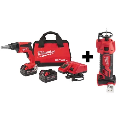 Milwaukee 2866-22-2627-20, bundle: M18 FUEL 18V Lithium-Ion Brushless Cordless Drywall Screw Gun XC Kit with M18 Cut Out Tool