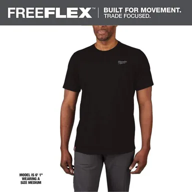 Milwaukee 603B-L, unpowered: Men's Large Black Cotton/Polyester Short-Sleeve Hybrid Work T-Shirt